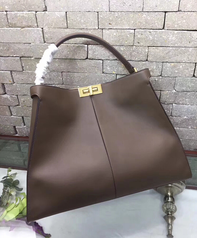 Fendi Peekaboo X lite Regular Leather Bag 8BN310 Coffee